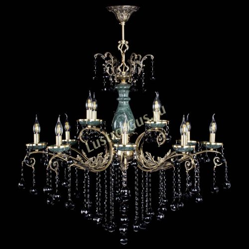 Люстра бронзовая Алфея Малахит №12 шар черная в Иваново Гусь Хрустальный