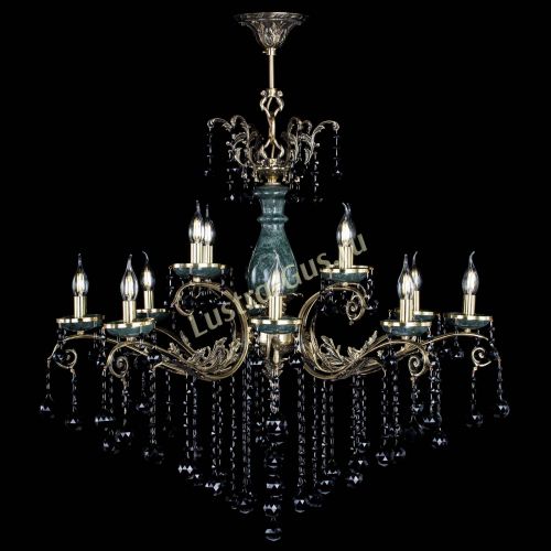 Люстра бронзовая Алфея Малахит №12 шар черная в Иваново Гусь Хрустальный