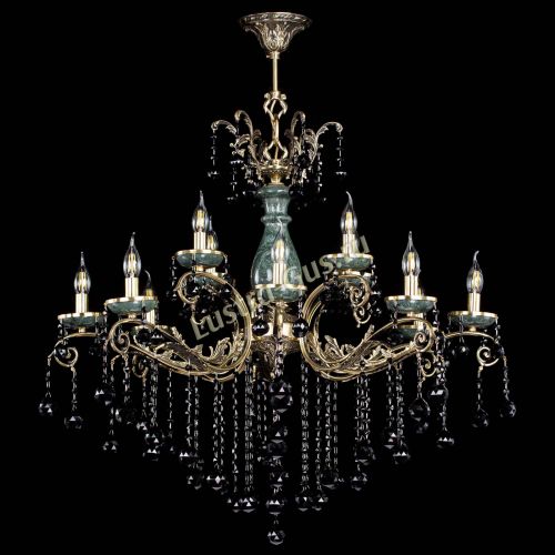 Люстра бронзовая Алфея Малахит №12 шар черная в Иваново Гусь Хрустальный