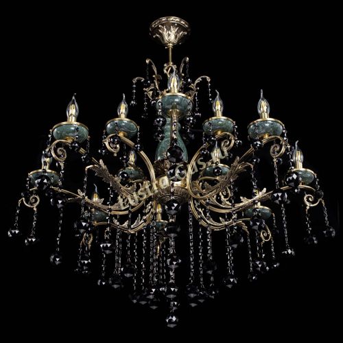Люстра бронзовая Алфея Малахит №12 шар черная в Иваново Гусь Хрустальный