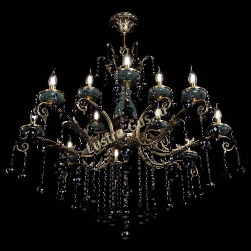 Люстра бронзовая Алфея Малахит №12 шар черная в Иваново Гусь Хрустальный